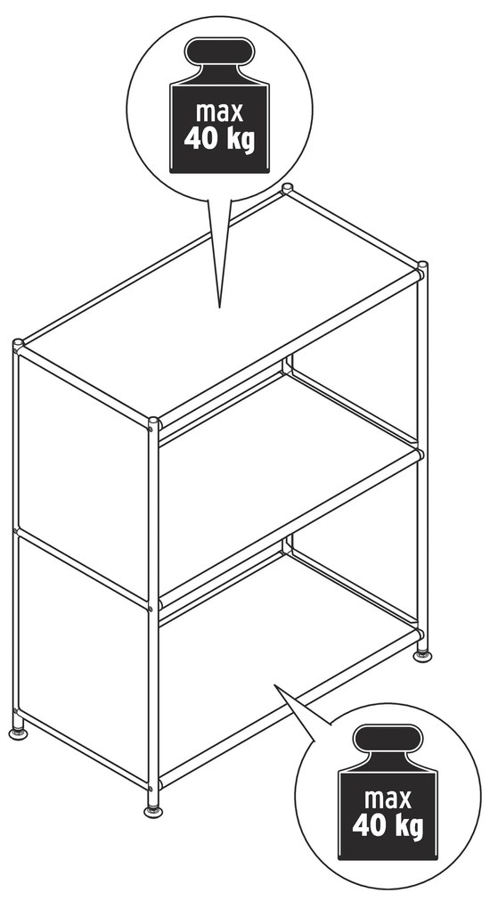Kovový regál »CN3« s 2 priehradkami