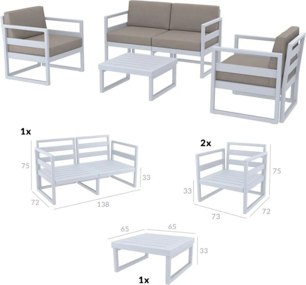 MYKONOS záhradný set silver grey