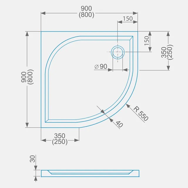 Roltechnik Sprchová vanička iCAST ROUND z liateho mramoru 80 cm 80 cm
