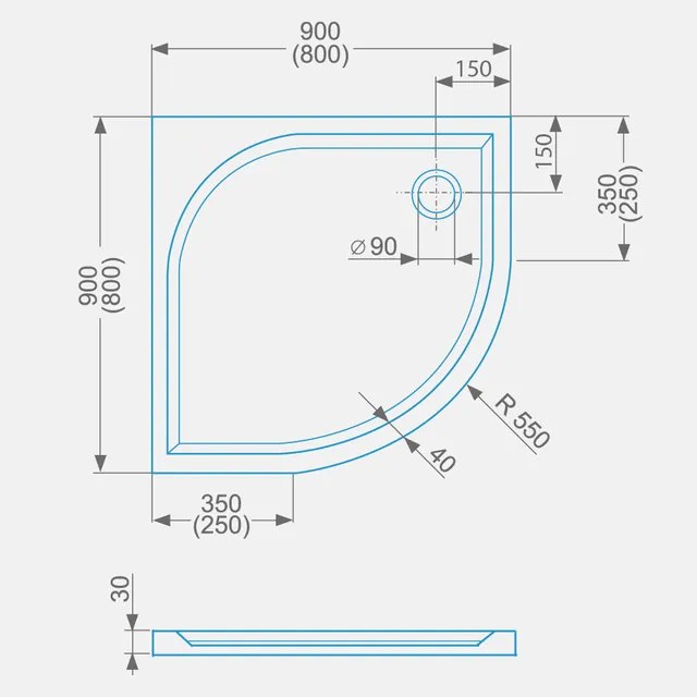 Roltechnik Sprchová vanička iCAST ROUND z liateho mramoru 90 cm 90 cm