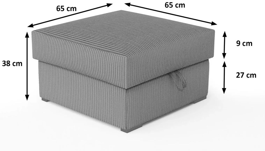 Svetlosivý taburet SMART COSARO s úložným priestorom 65x65 cm
