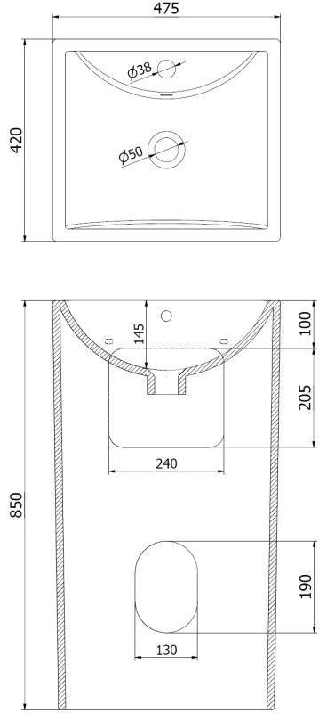 Mexen Oda, voľne stojace umývadlo 47x42x83 cm, biela, 26124700