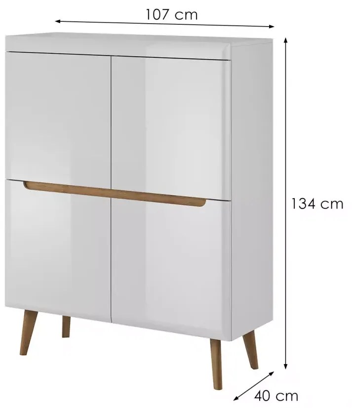 Komoda Nordi 107 cm biela/dub Riviéra