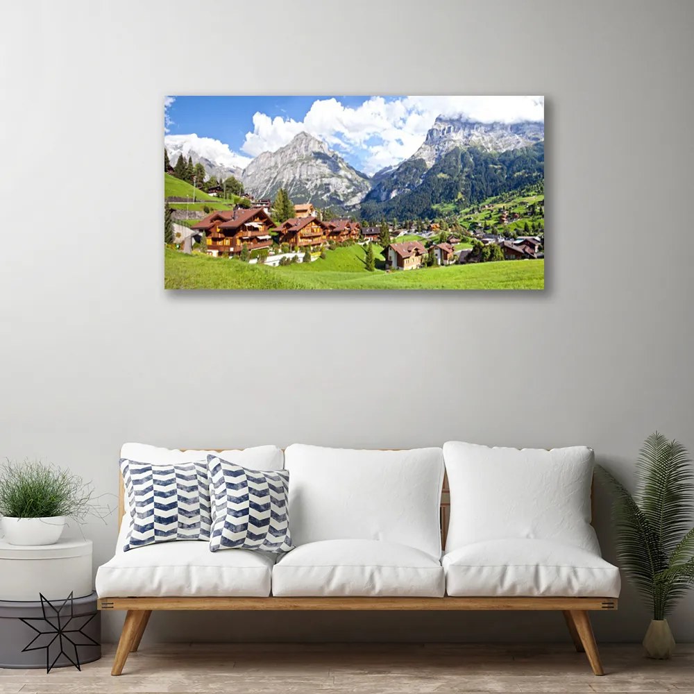 Obraz na plátne Domy hora krajina 140x70 cm