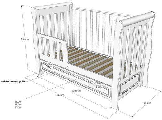 Raj posteli Detská postieľka so zásuvkou  MEGI 1 PW 120x60 cm
