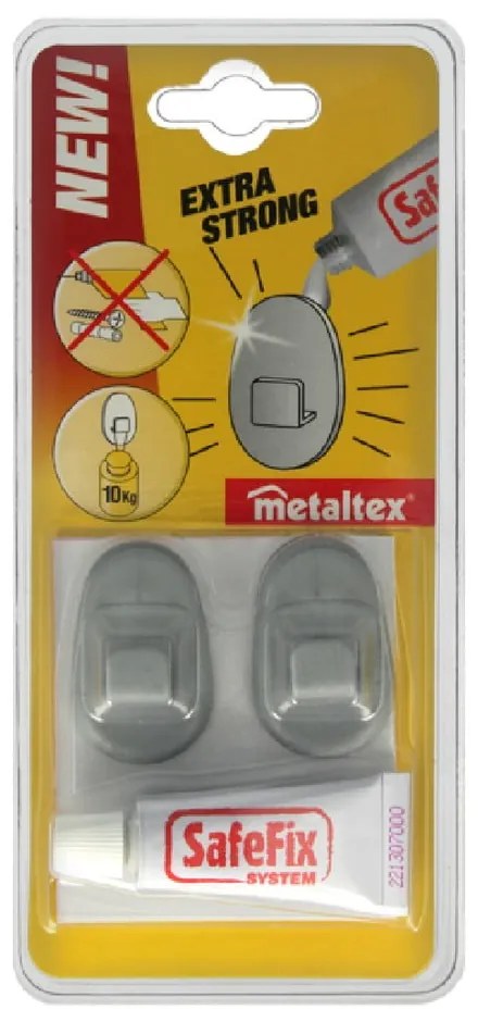 Set 2 ks háčikov a lepidla Metaltex Grey