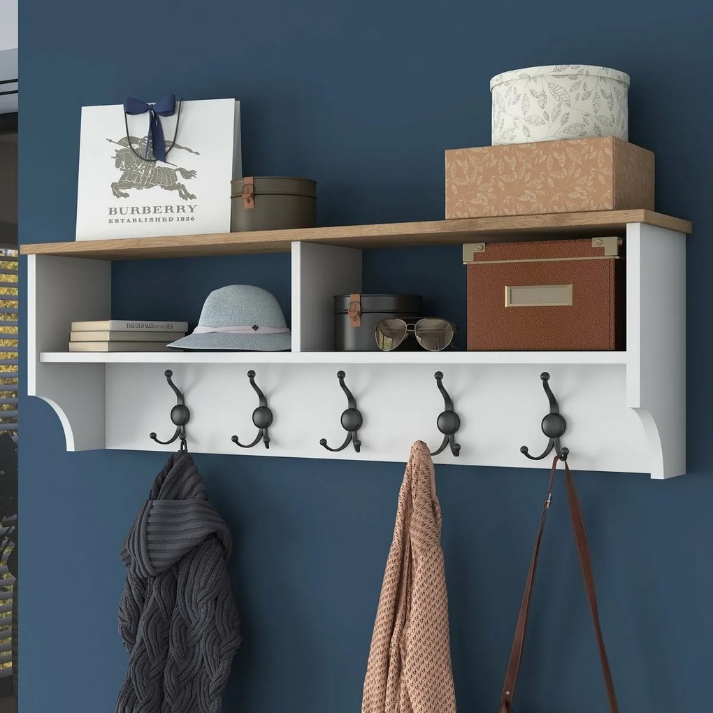 Nástenný vešiak Polo White and Walnut