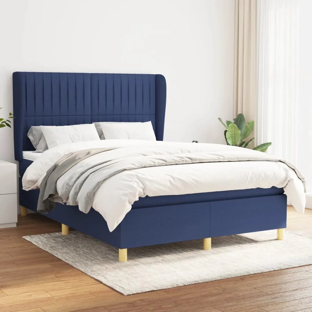 Boxspring posteľ s matracom modrý 140x190 cm látka 3128683