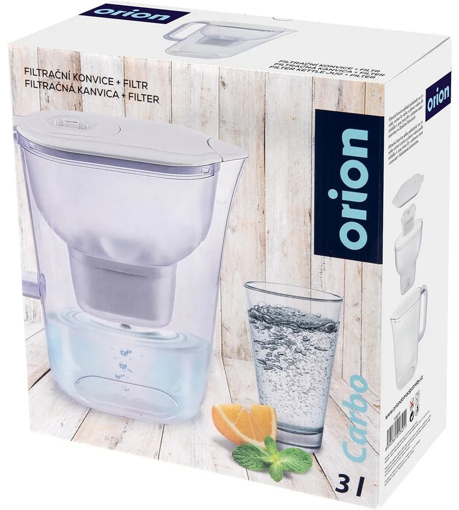 Orion 156019 Filtračná kanvica Carbo 3 l s filtrom, biela