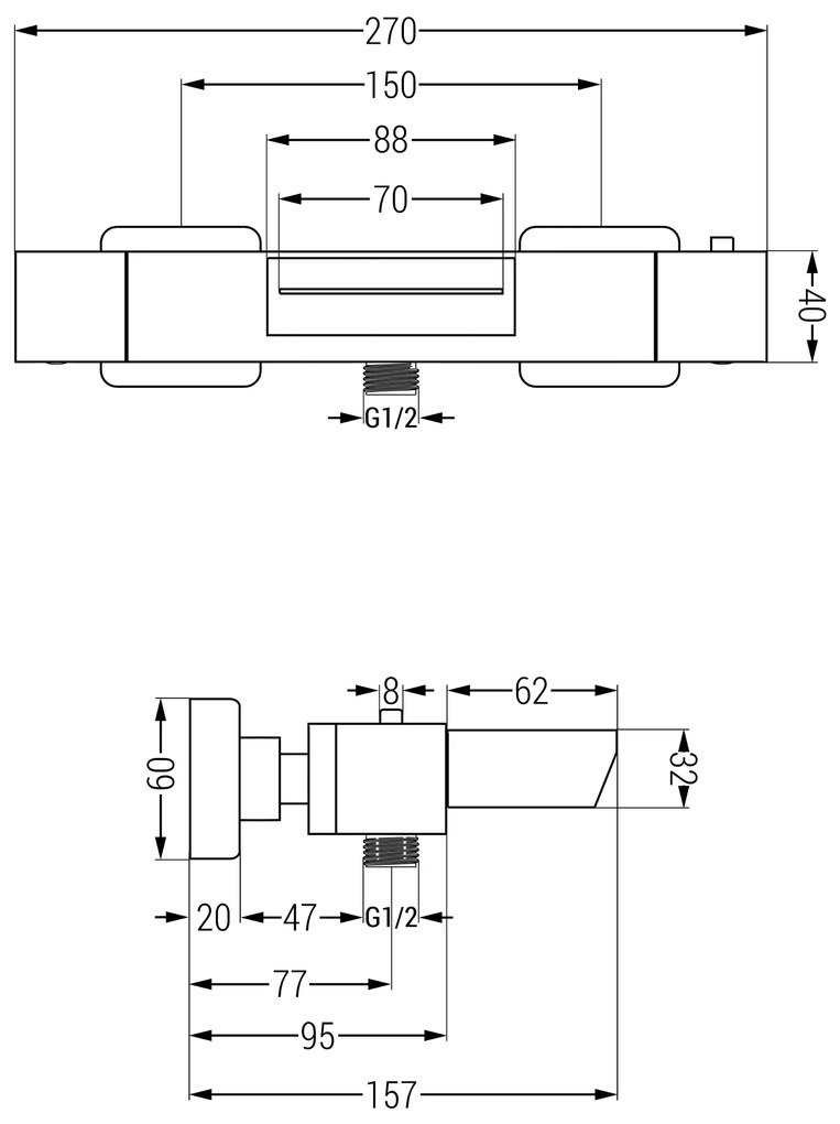 Mexen Tord, sprchový set s dažďovou sprchou a CUBE termostatickou vaňovou batériou, čierna matná, 77360200-70