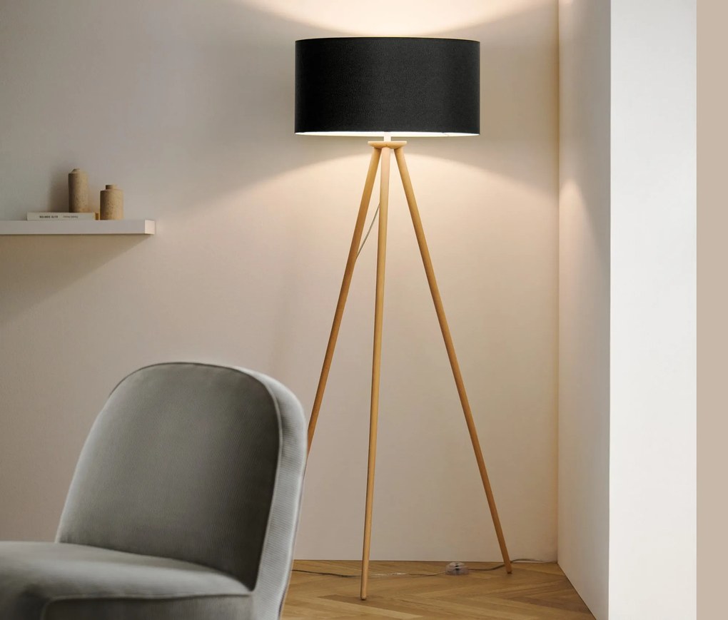 Drevená stojacia lampa »Trojnožka«
