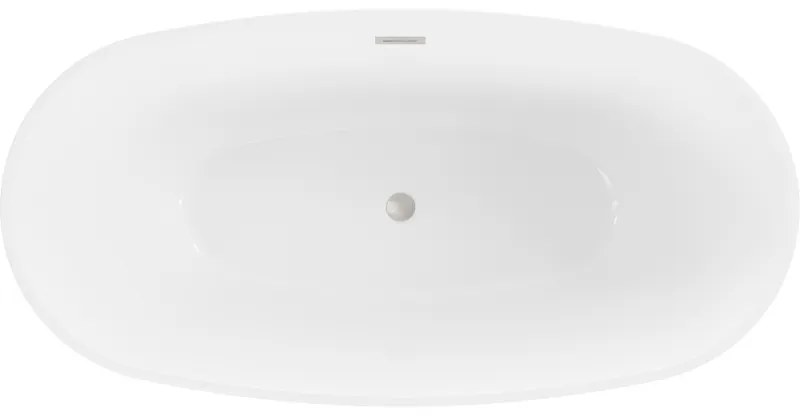 Mexen Eris, voľne stojaca vaňa 155 x 80 cm, biela, brúsená oceľ prepad, 53441558000-97