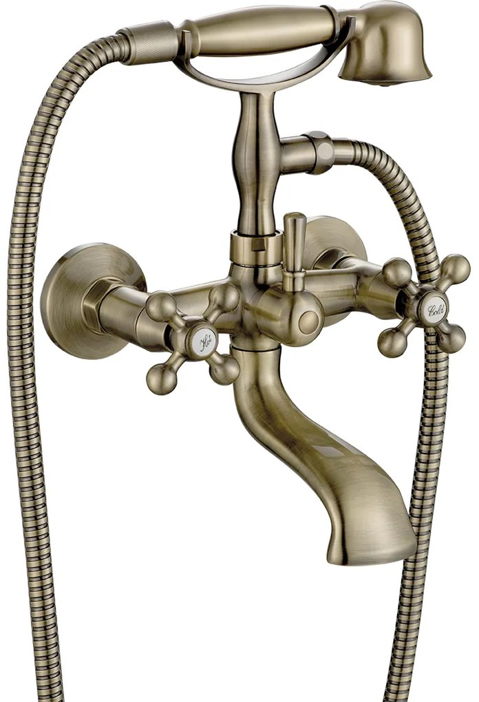 Kuchinox Stillo, nástenná vaňová batéria s ručnou sprchovou súpravou, mosadzná, LAV-BKI_511D