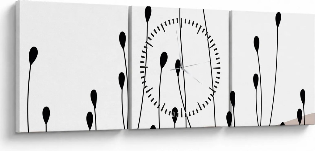 Obraz - Grafická lúka N⁰1 (s hodinami) (90x30 cm)
