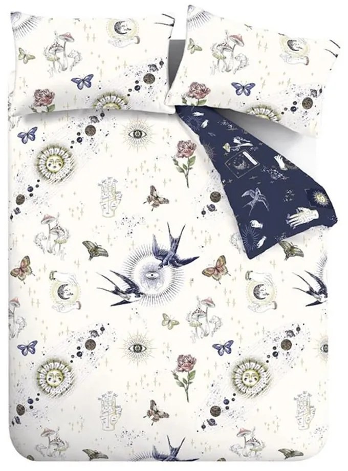 Modré/krémové obliečky na dvojlôžko/predĺžené 230x220 cm Astrology – Sassy B