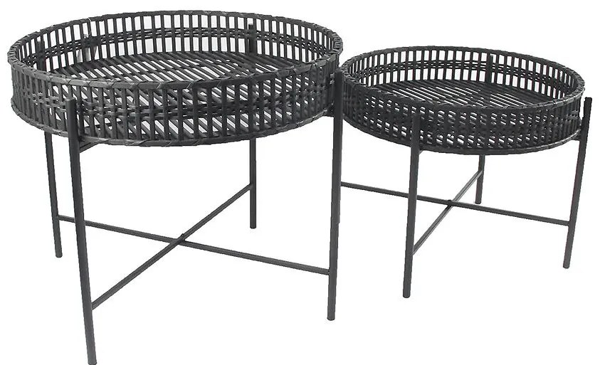 Súprava stolíkov BOHO BAMBOO 60 čierna
