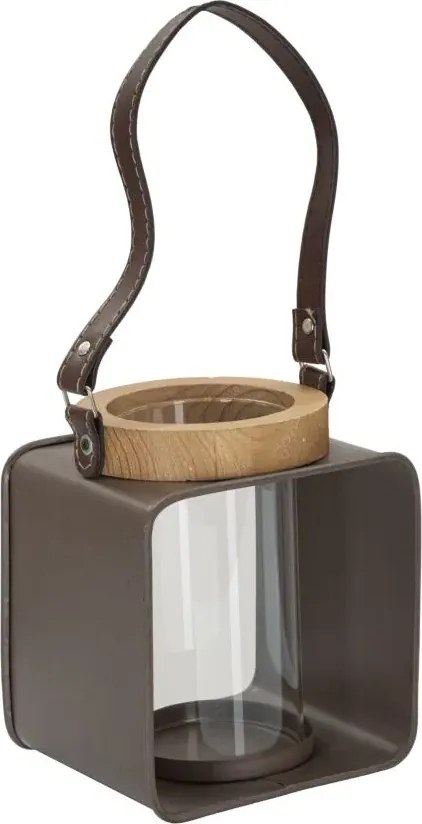 Lucerna Sklo 18 cm hnedá/číra