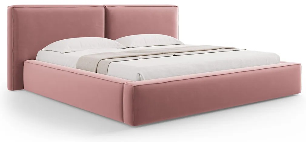 Micadoni Jodie dizajnová posteľ - Ružová, Zamat, 180 cm