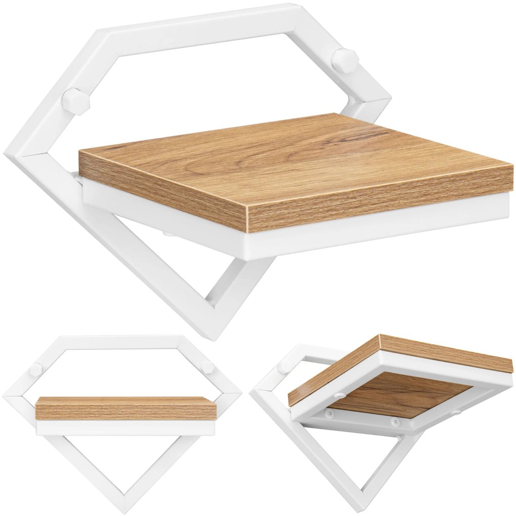 Nástenný kvetinový stojan DORON biely/dub remeselný