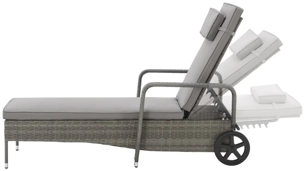 Polohovateľné ratanové lehátko BestBerg BBRF-1142G / sivá