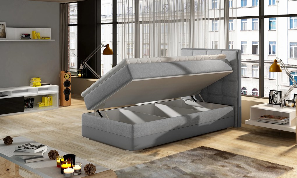 Moderná box spring posteľ Adria 90x200, žltá Roh: Orientace rohu Pravý roh