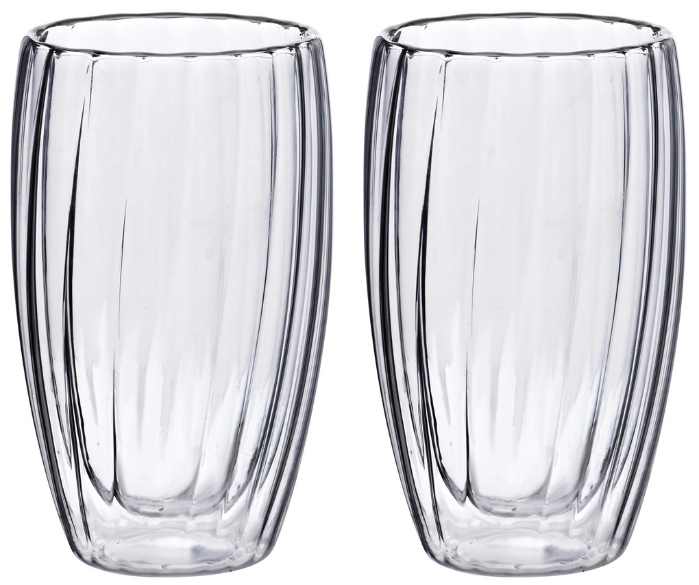 Sada 2 ks skleněných hrnků PETER STRIPES 450 ml čirá