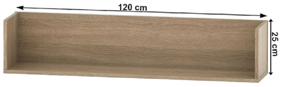 Nástenná polica TEMPO ASISTENT, dub Sonoma