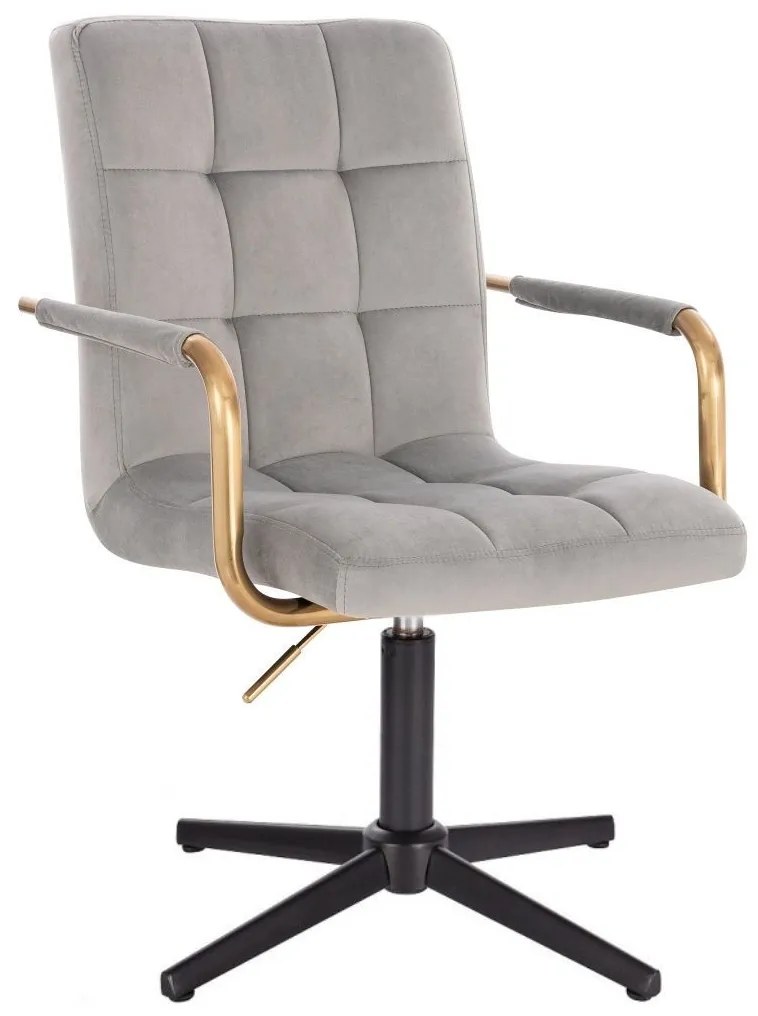 LuxuryForm DESIGN Stolička VERONA GOLD VELUR na čiernom kríži - svetlo šedá
