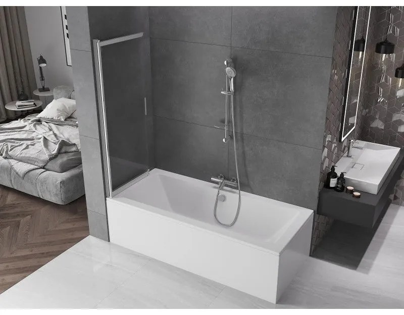 Mexen Fox, 2-krídlová vaňová zástena 120x150 cm, 5mm číre sklo, chrómový profil, 891-120-002-01-00