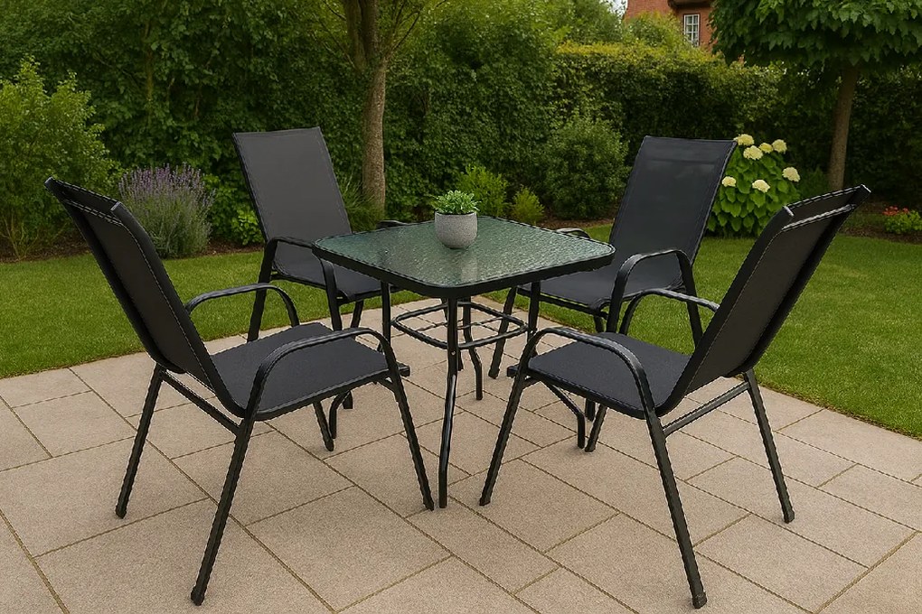 TRENDIE Zostava záhradného nábytku - 4 stoličky a stôl 80x80cm