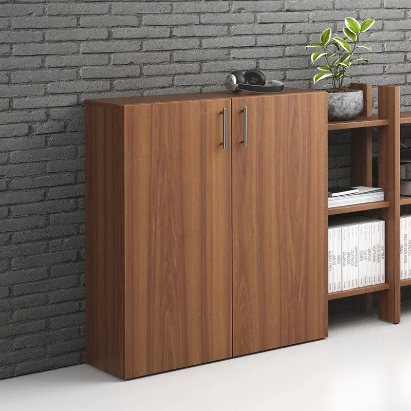 Kancelárska skriňa nízka SOLID, 800 x 400 x 1080 mm, orech