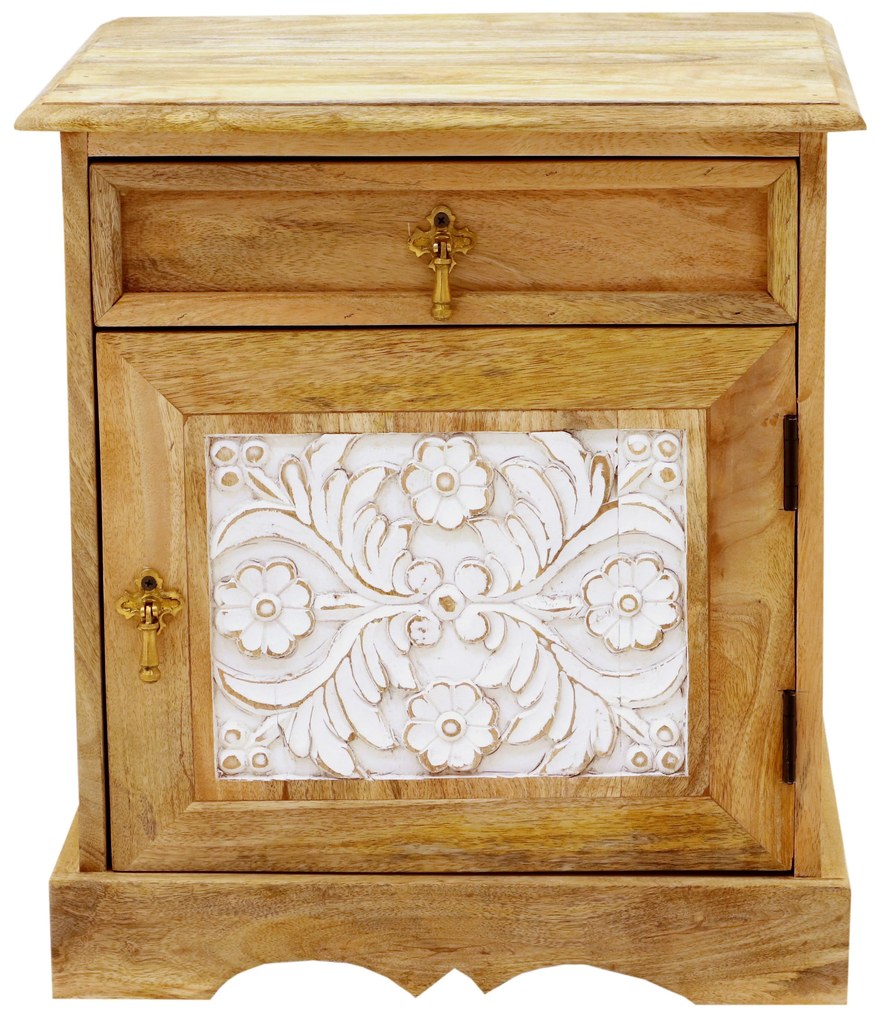 furniture-nabytek.cz - Nočný stolík z masívu z dreva mango 45x50x40