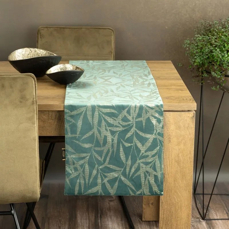 Dekorstudio Elegantný zamatový behúň na stôl BLINK 15 tmavomätový Rozmer behúňa (šírka x dĺžka): 35x140cm