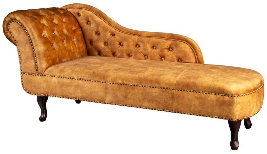 Leňoška CHESTERFIELD, zamatovo horčicovo žltá