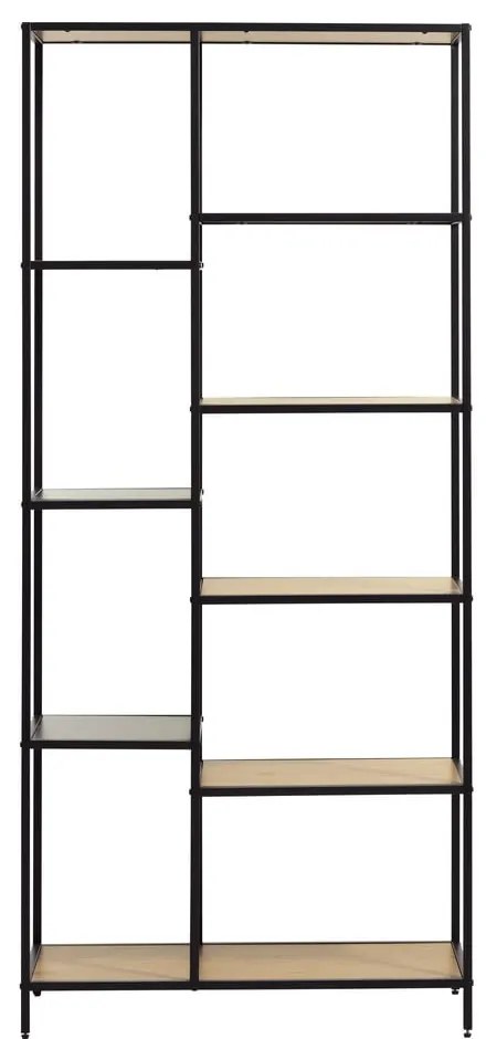 Čierna/v prírodnej farbe knižnica v dekore duba 80x180x35 cm Altino – Unique Furniture