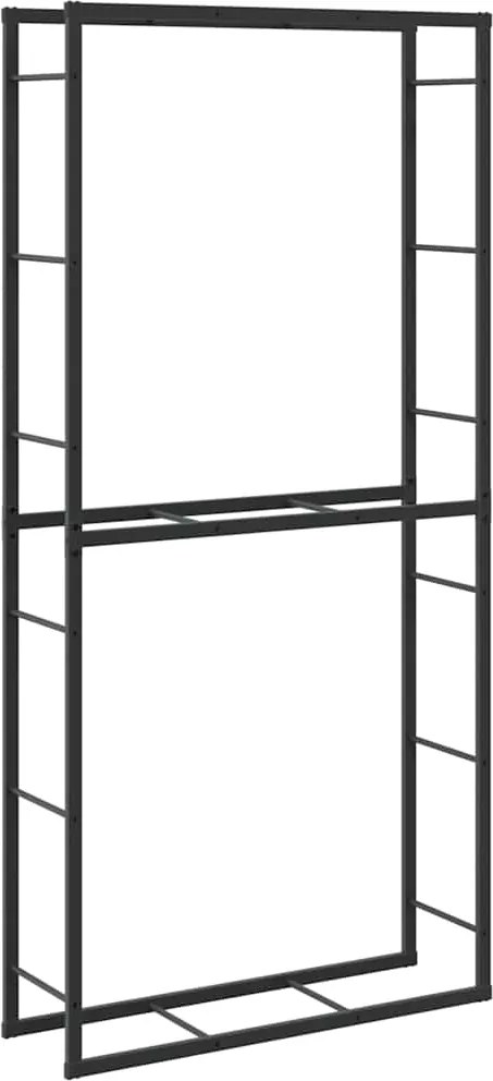vidaXL Regál na krbové drevo, čierny 100x30x209 cm, oceľ
