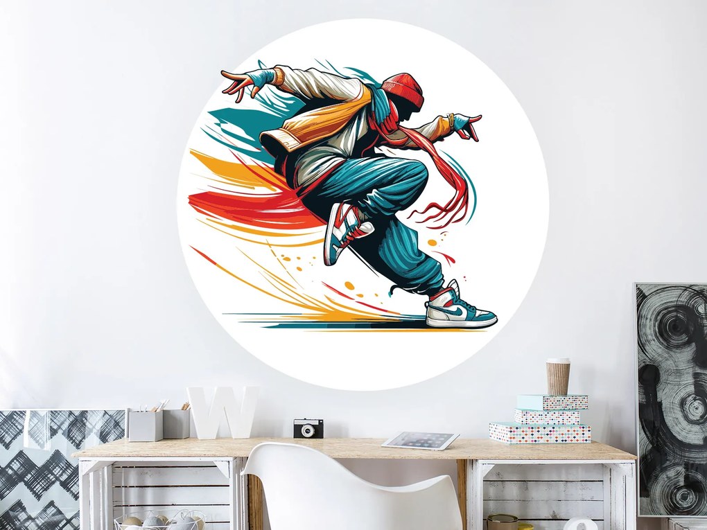 Street dance textilní prelepiteľná nálepka na stenu list 45 x 45 cm