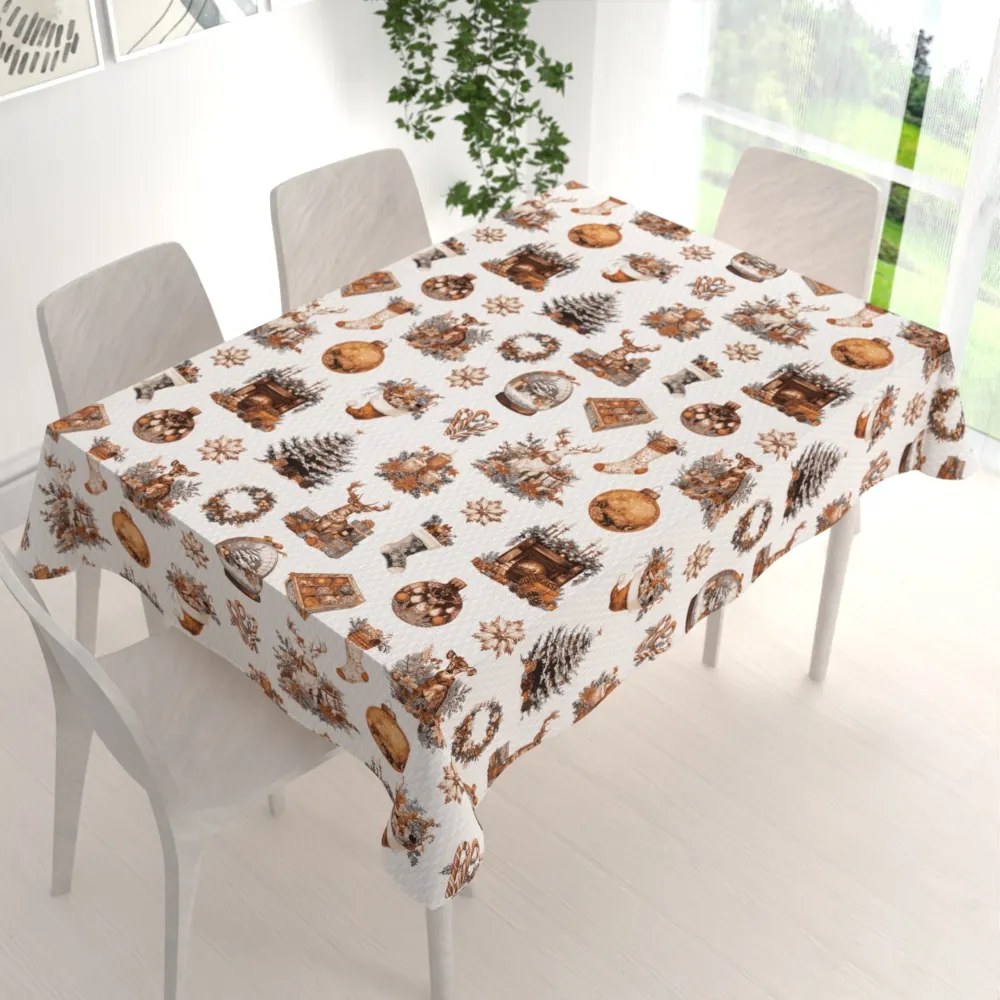 Biante Bavlnený obdĺžnikový obrus Sandra SA-543 Vianočná atmosféra 120x140 cm