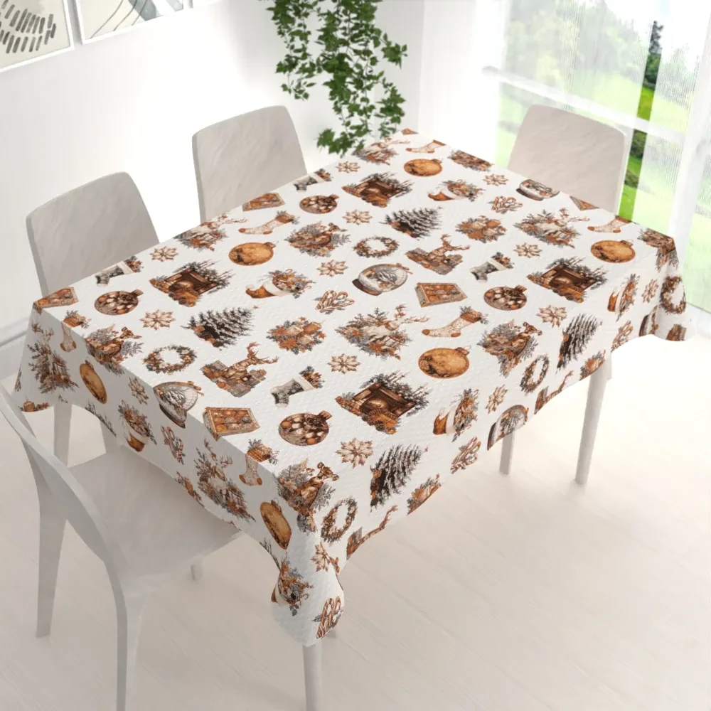 Biante Bavlnený obdĺžnikový obrus Sandra SA-543 Vianočná atmosféra 120x160 cm