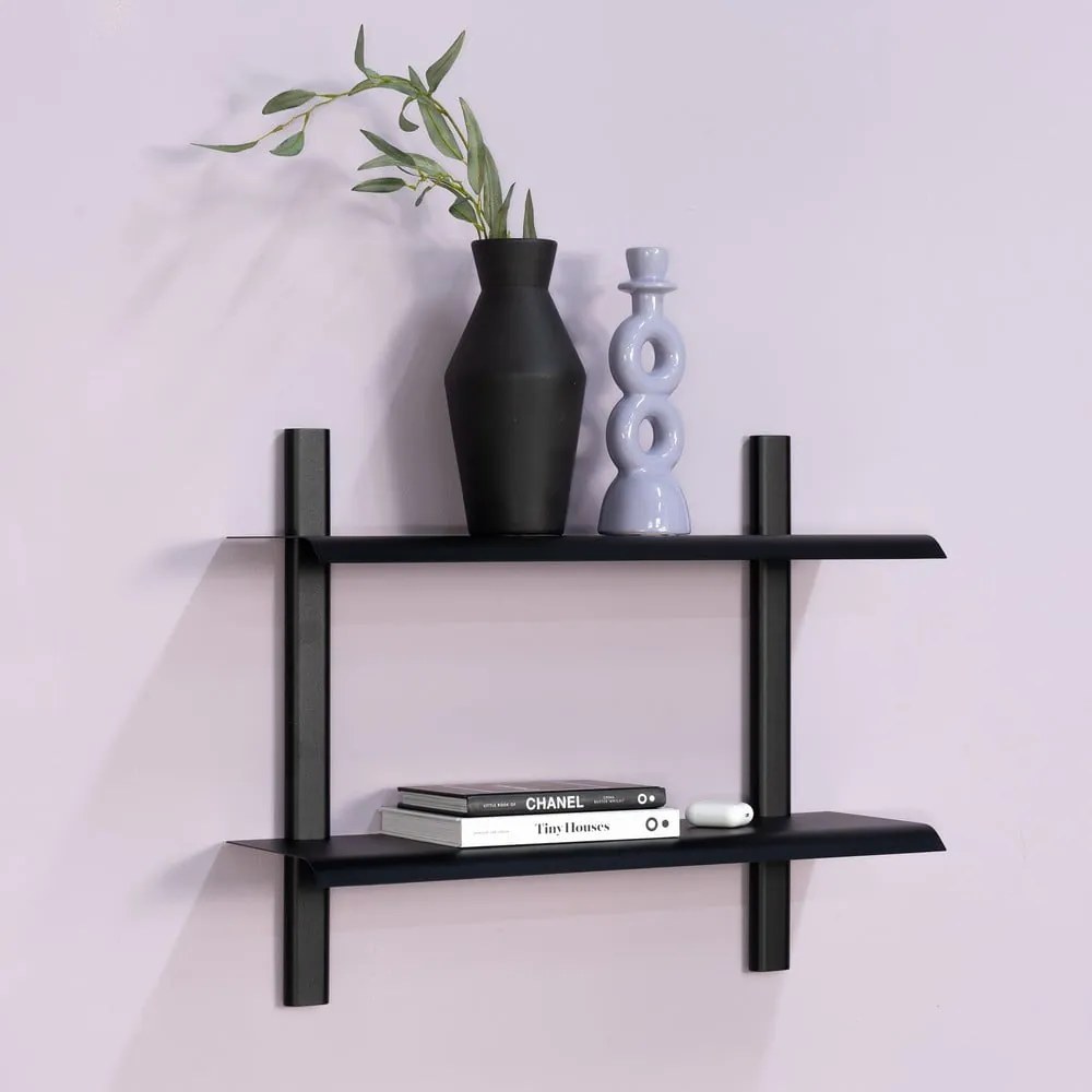 Čierna poschodová kovová polica 60 cm Hola – Spinder Design