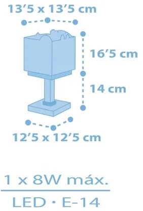 Dalber 63111T - Detská lampička JUNGLE 1xE14/8W/230V modrá