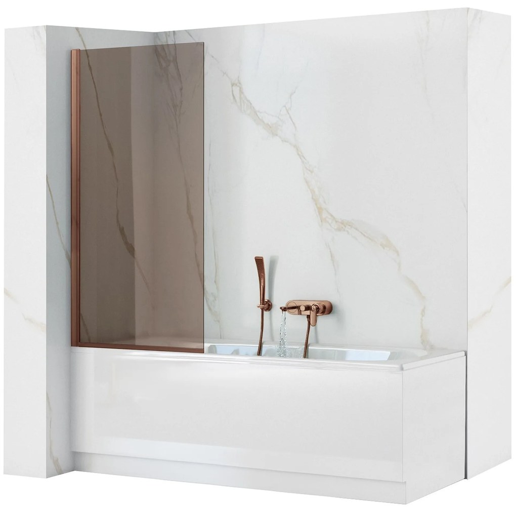 Rea Elegant, vaňová zástena s pevným krídlom 80x140 cm, medená matná, REA-W5695