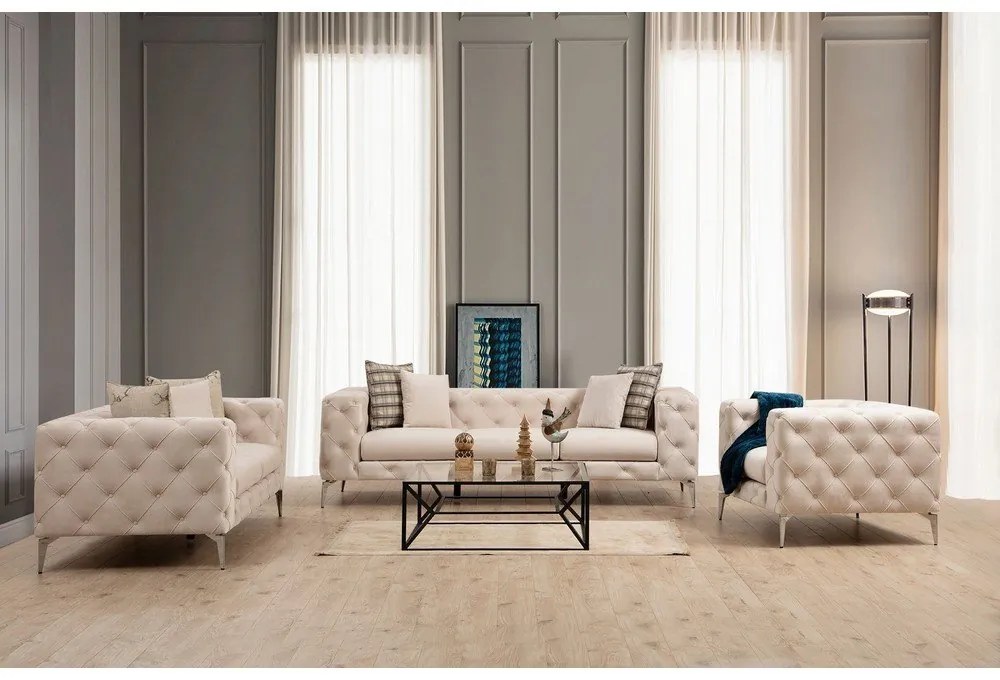 Béžová zamatová pohovka 237 cm Como – Artie