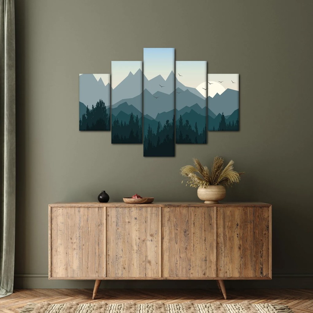 Obraz - Hory pohľadom grafika (150x105 cm)