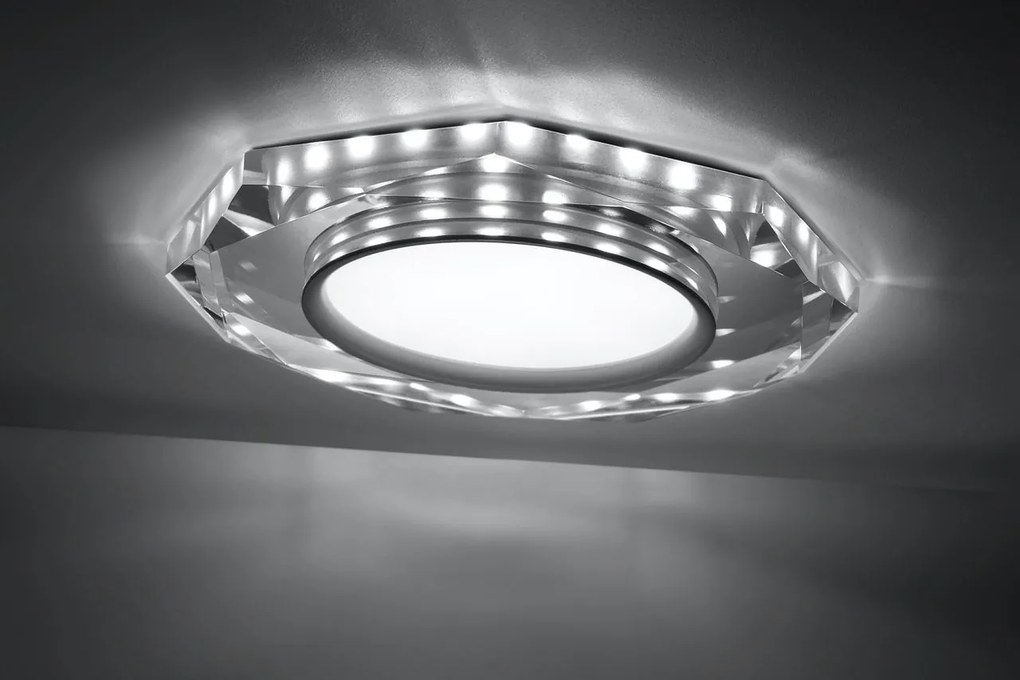 CLX LED stropné zásputné osvetlenie FALLU, 8W, studená biela, 11cm, okrúhle, číre