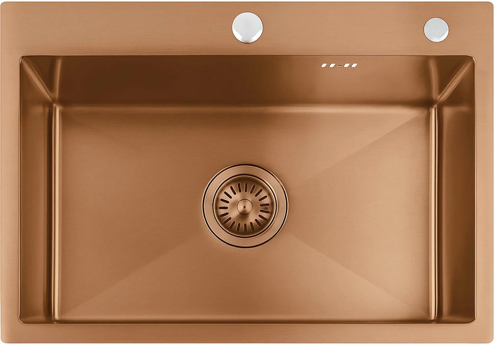 Rea Liam, oceľový kuchynský drez 580x450x185 mm, medená matná, ZLE-06050