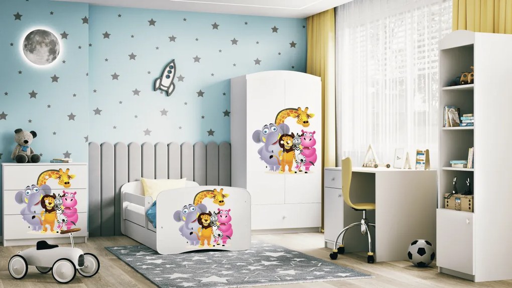 Kocot kids Detská posteľ Babydreams ZOO biela, varianta 70x140, bez šuplíků, bez matrace