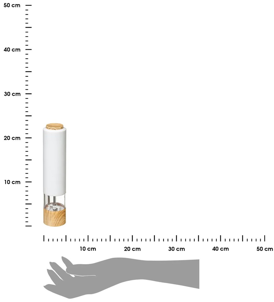 Elektrický mlynček na korenie Modern White, 22,5 cm