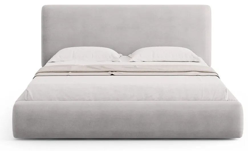 Svetlosivá čalúnená dvojlôžková posteľ s úložným priestorom s roštom 180x200 cm Colonel – Cosmopolitan Design