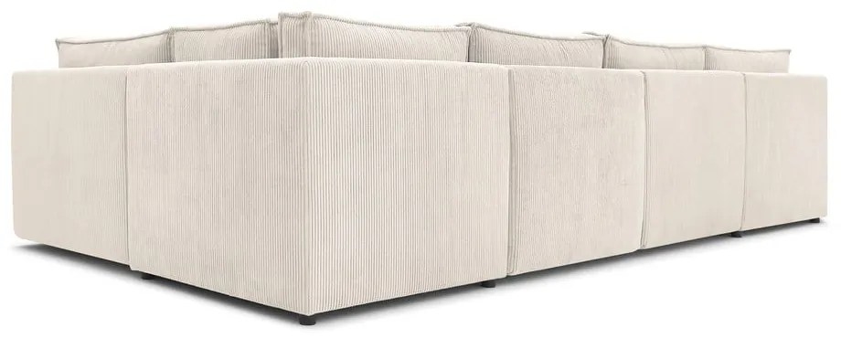 Krémovobiela menčestrová rohová pohovka (do tvaru "U"/variabilná) Nihad modular – Bobochic Paris